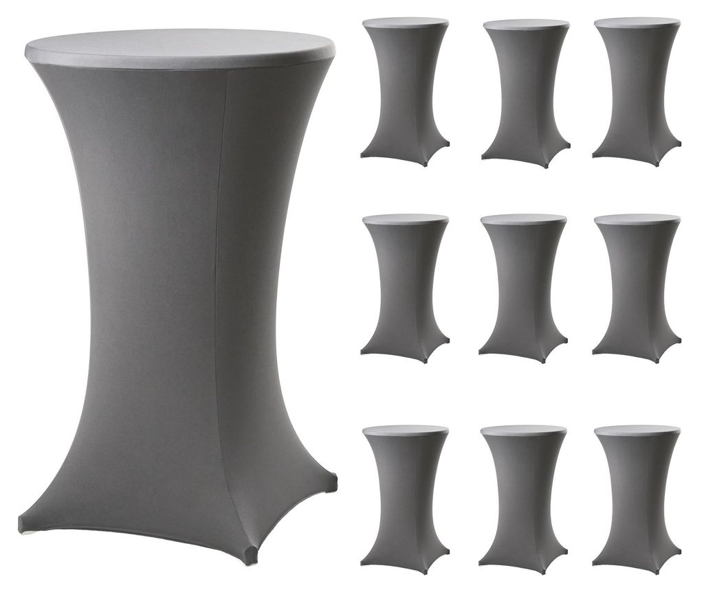 10er Set Stehtischhusse Stretch anthrazit Partytisch Bistrotisch 80cm