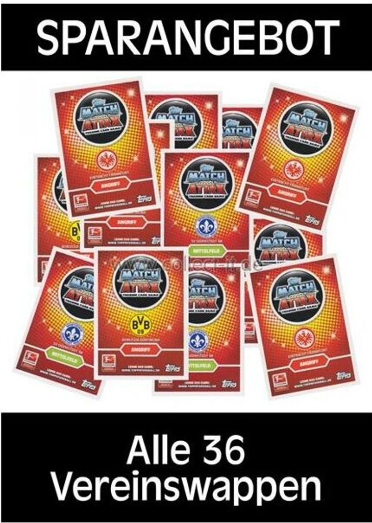 Topps Match Attax - 2016/17 - Alle 36 Vereinswappen - Deutsch