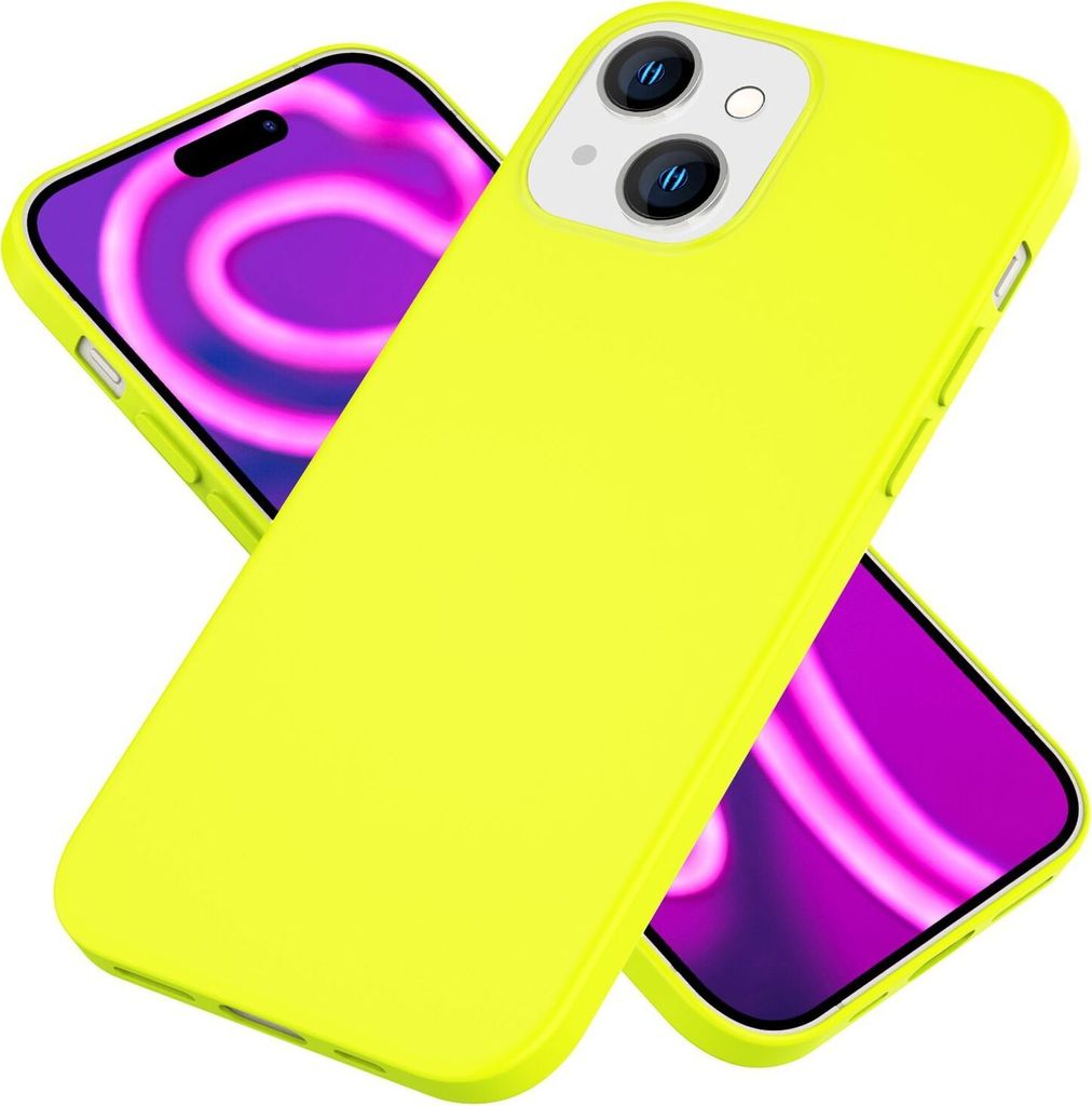Hülle Neon für iPhone 15 Plus Silikon Schutzhülle Bunt Slim Case Handyhülle Soft Gelb