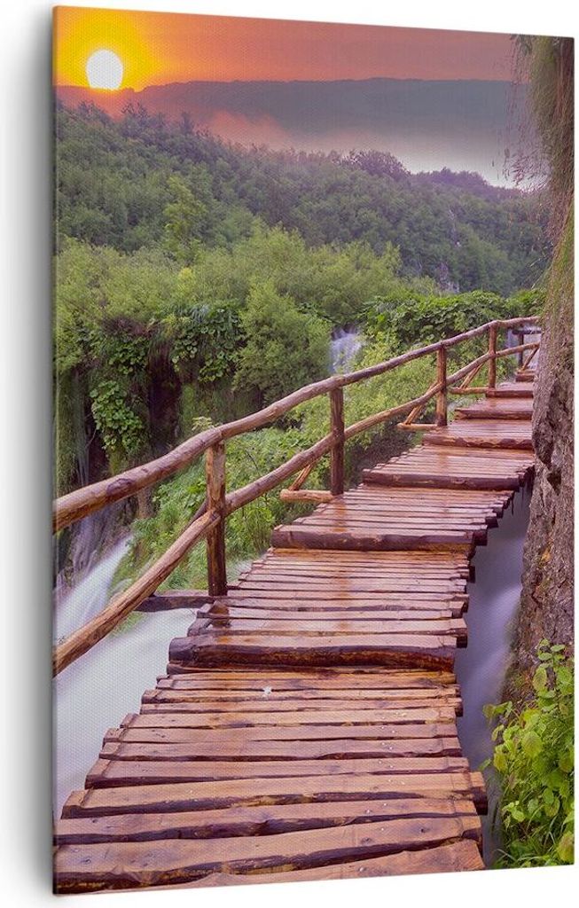 Bild auf Leinwand - Leinwandbild - Einteilig - Park Natur Wasser - 80x120cm - Wand Bild - Wanddeko - Wandbilder - Leinwanddruck - Wanddekoration - ...