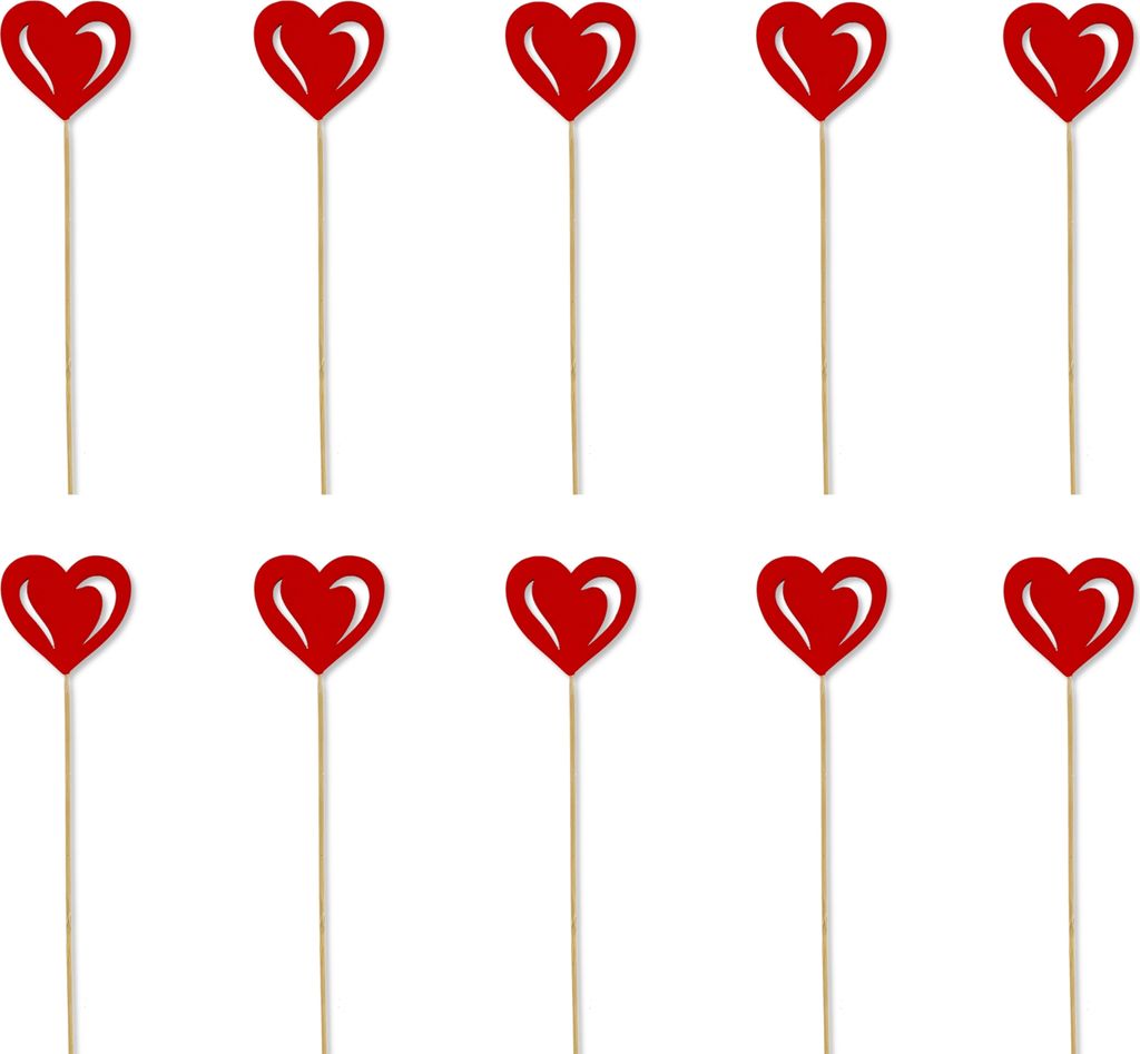 Holz Blumen-Stecker Herz rot 10 Stück 7 x 35cm Dekostecker Produktbild 