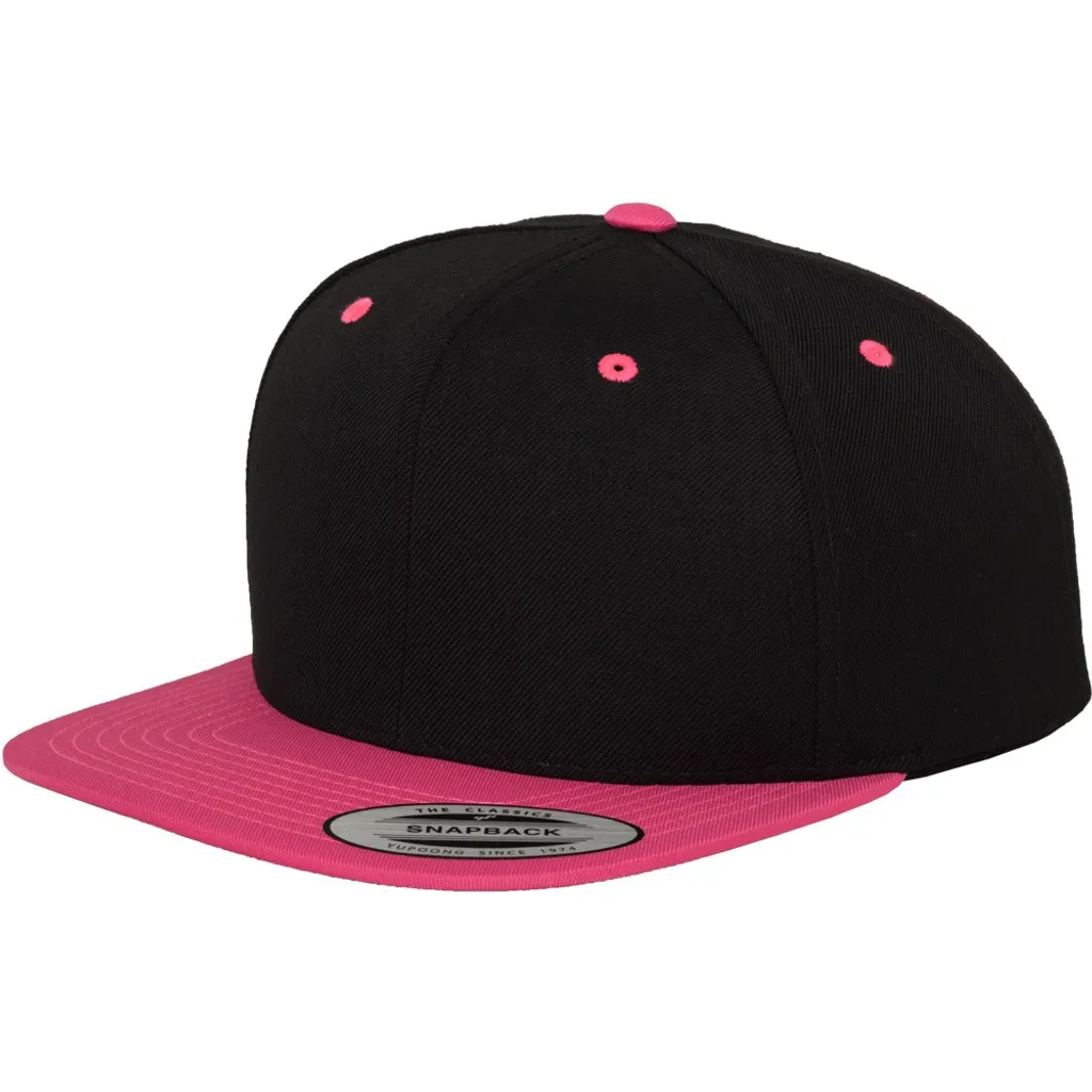 Flexfit 6089MT Bicolore Nero/Rosa | Snapback Design Pulito
