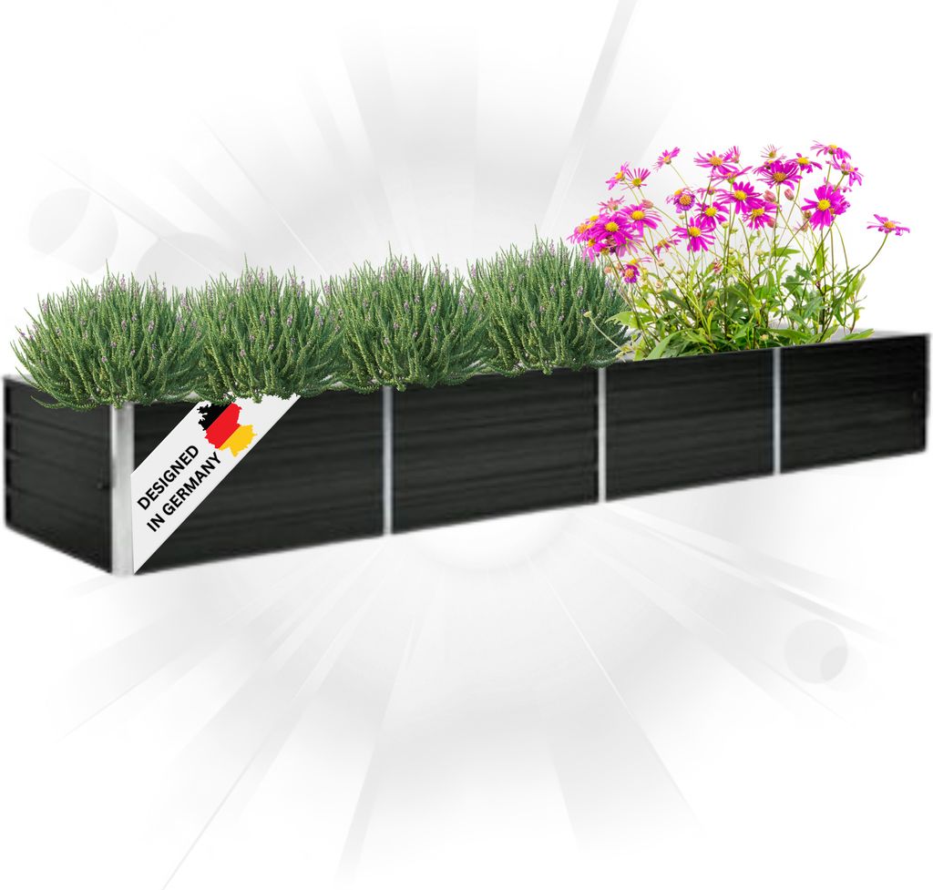 DELUKE® Hochbeet für Garten OSKAR Anthrazit | 320x80x45cm | Produktbild 