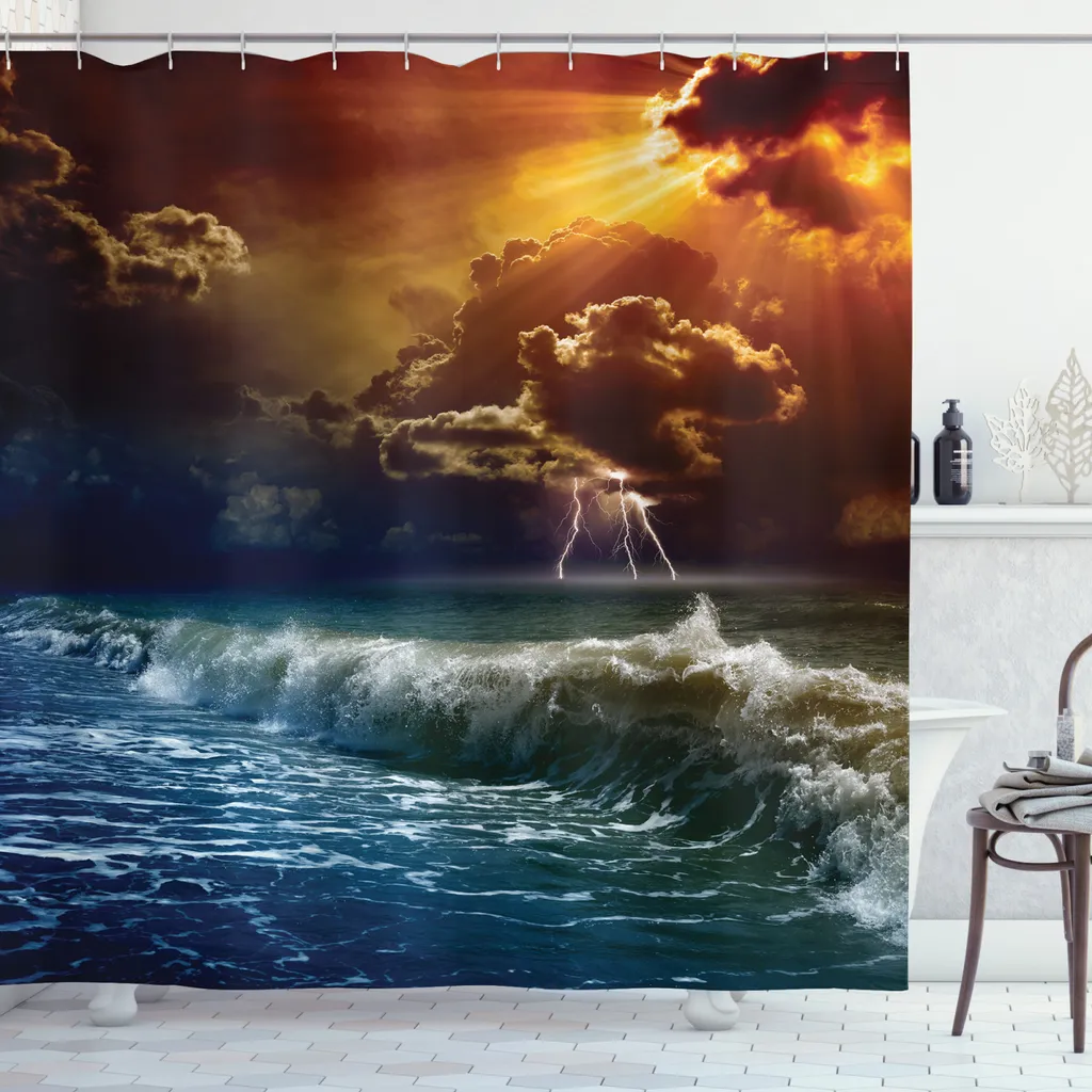 Grand rideau de douche textile Océan Wild Fire 175x240 cm imperméable