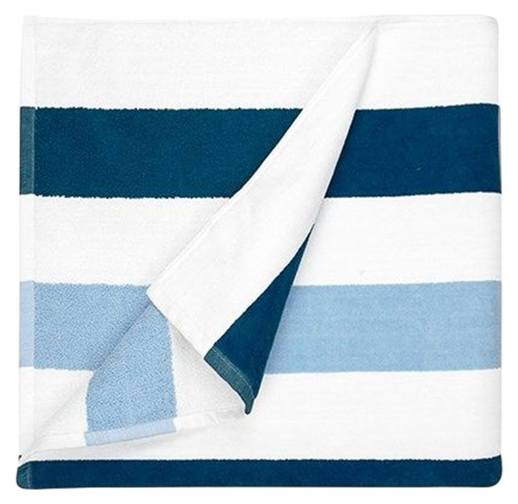 The One Towelling - Badetuch, Mit Streifen LT3141 (Einheitsgröße) (Marineblau/Hellblau/Weiß)