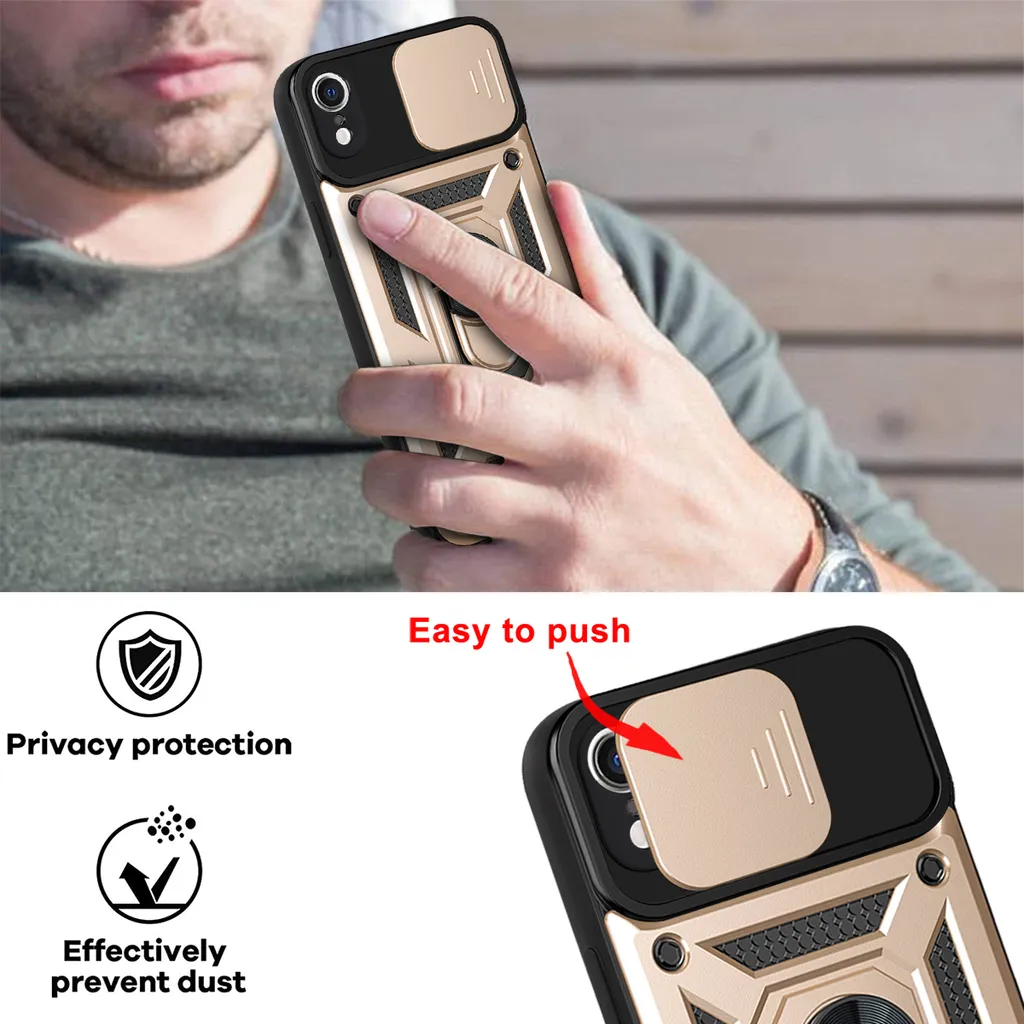 Cover Per IPhone 16E Con Supporto Rotante 360° E Anello Magnetico - Custodia Protettiva Antiurto Livello Militare, Bordo TPU Morbido, Retro Opaco, Nero - 2