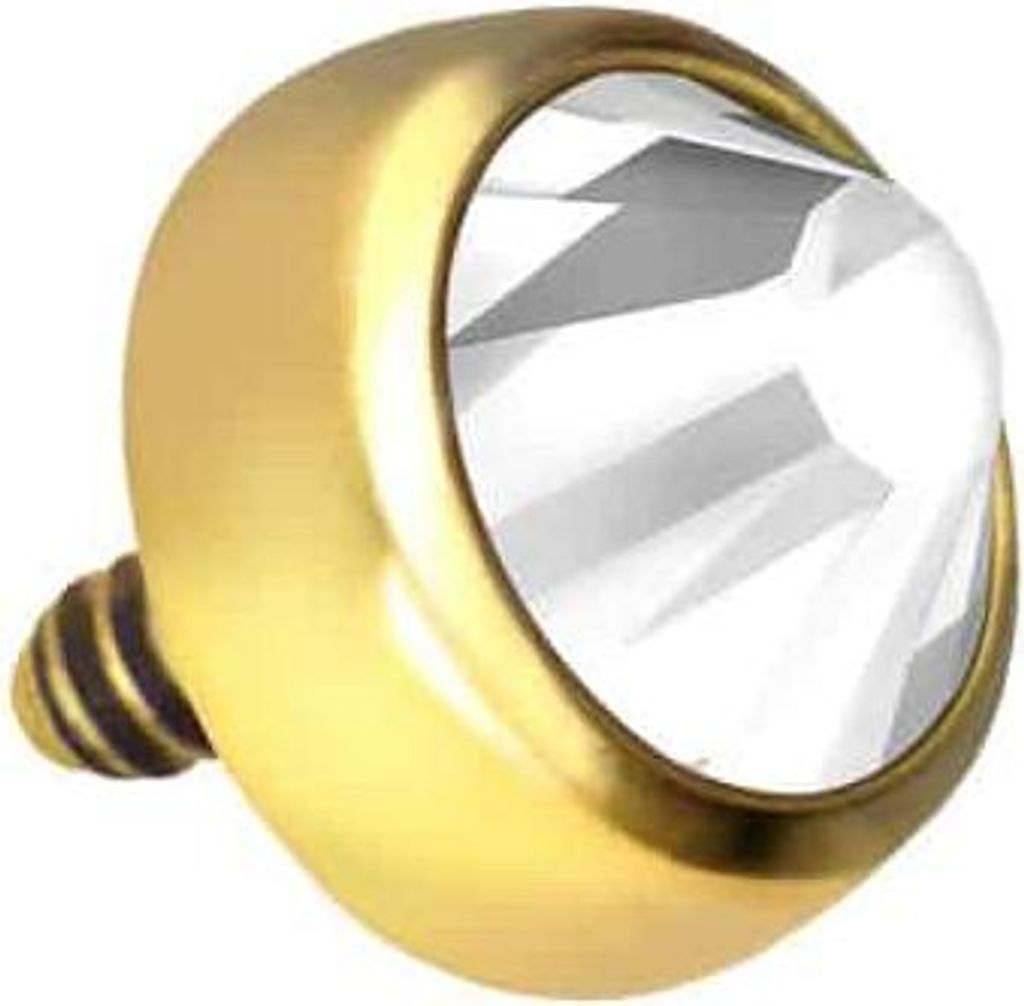 Titan Schraubdisc mit Außengewinde KRISTALL Gold Kugelgröße: 3mm