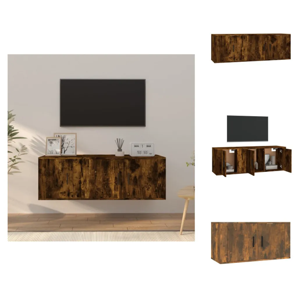 Supporto TV vidaXL Set 2 Pezzi Legno Ingegnerizzato Rovere Fumo