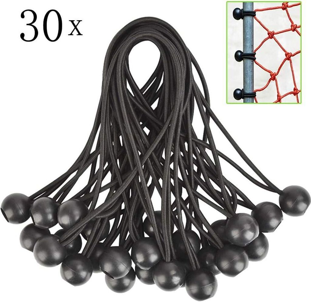 30 Stück Bungee-Spanner, Gummi-Bungee-Spanner mit Kugel, für Plane, Pavillon, Zelt, Vorhänge, Gartendrahtgeflecht, Gewächshaus-Planenbefestigun...