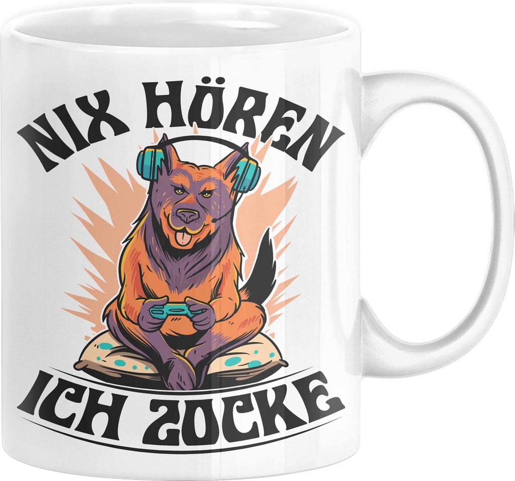 Zocker Geschenk Tasse Nix Hören ich Zocke Jungs Jungen Geschenkidee zum Zocken (Weiß)