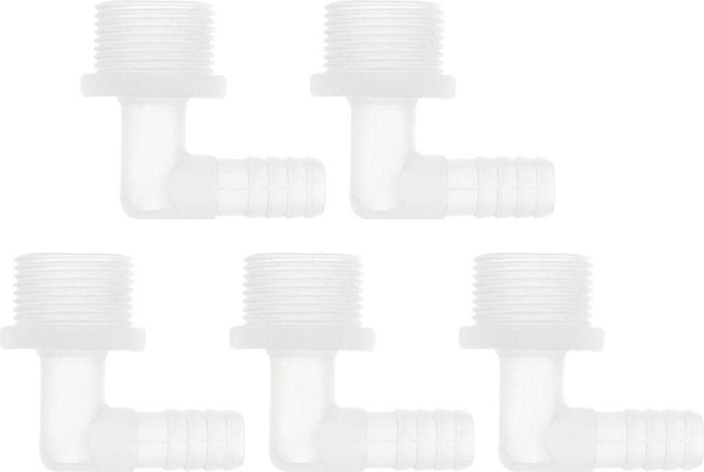 5 Stück Kunststoff-Schlauchstutzen 7/16" Schlauchstutzen G3/4 Männlich NPT Winkel Schlauchtülle Adapter Klar PP