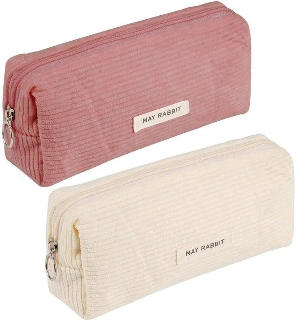 Trousse en velours rose à fermeture éclair, pochette bureau douceur