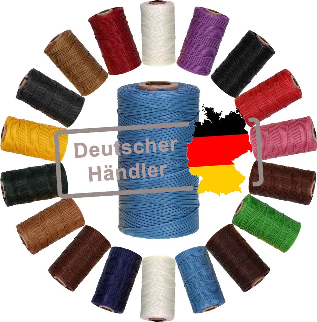 Ledergarn gewachst 1mm x 0,3mm I Sattlergarn - gewachster Faden aus Polyester stabil & haltbar I Wachsgarn Forellenfaden Outdoor Nähgarn in Profiq...
