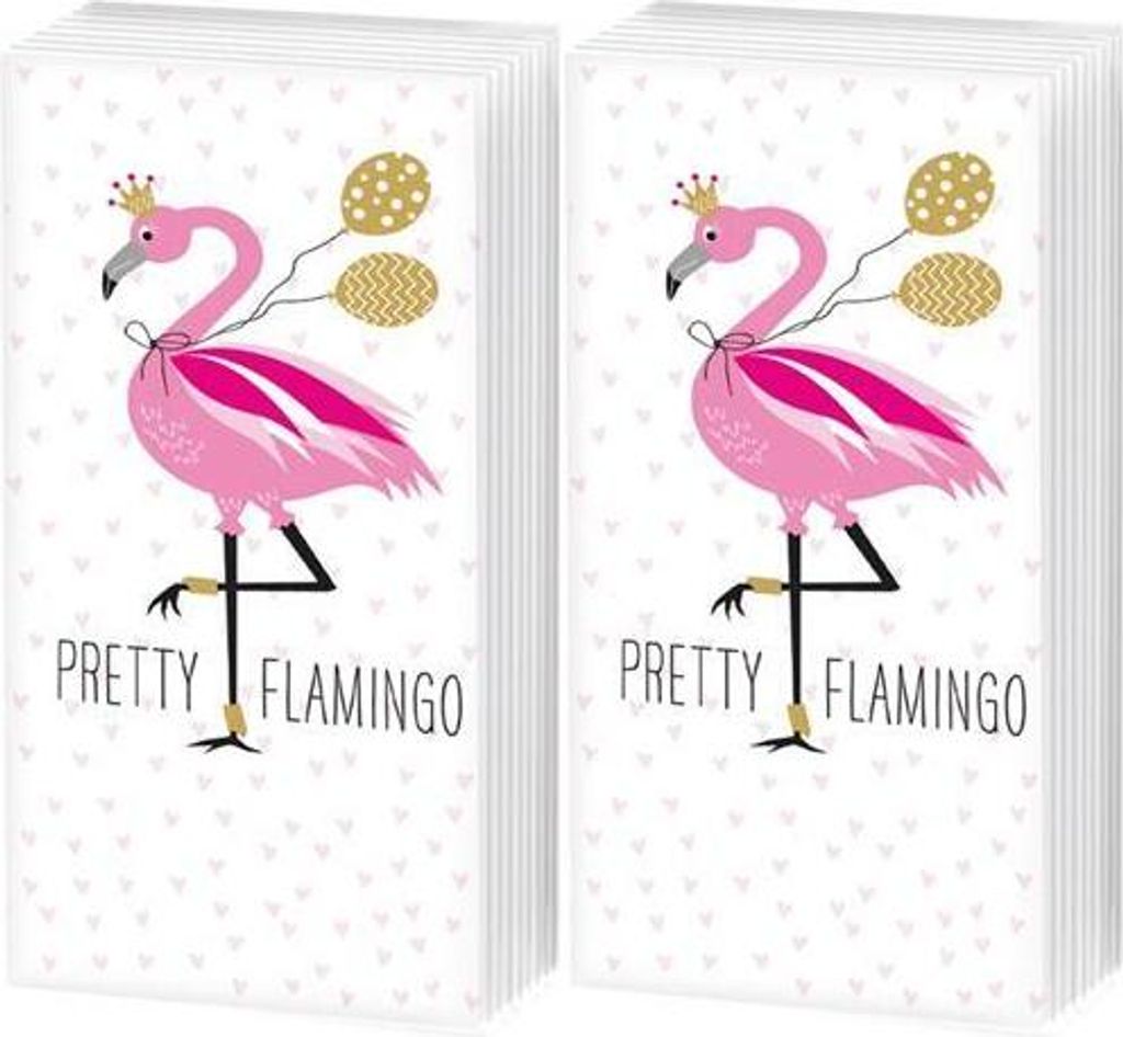 2x 10 Taschentücher Pretty Flamingo - Flamingo mit Ballons