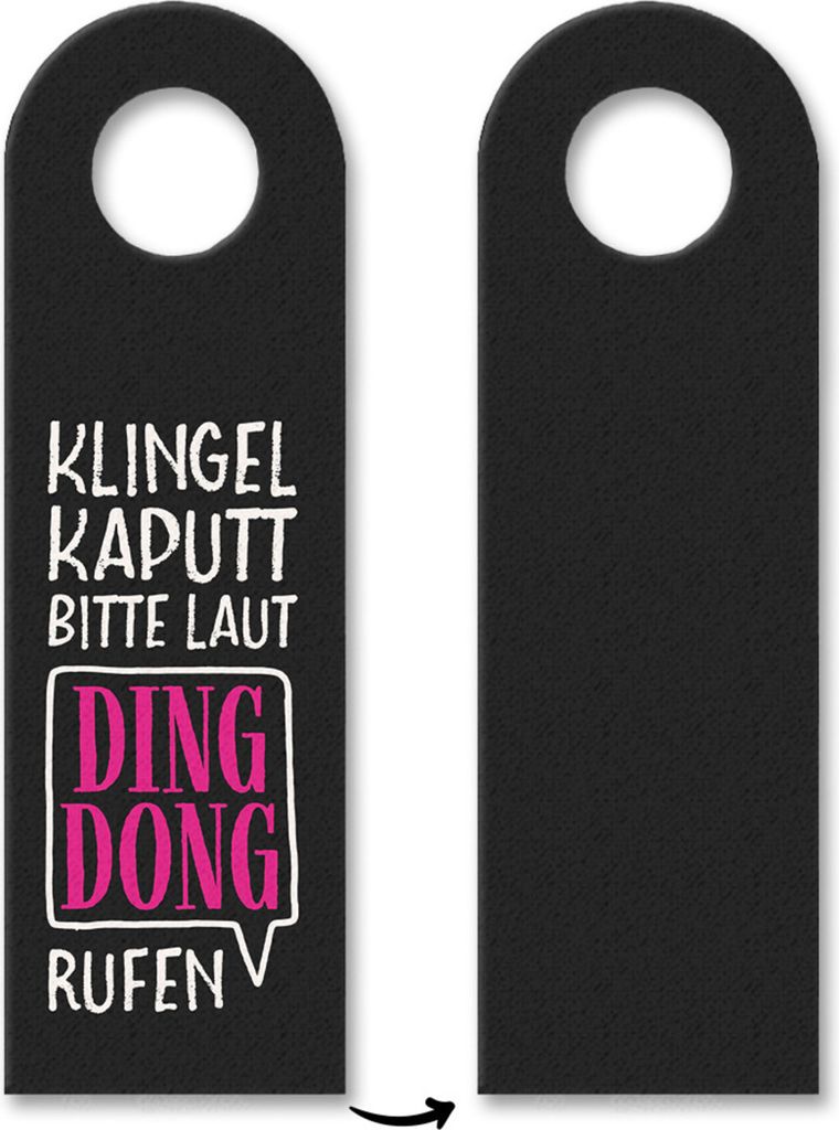 Klingel kaputt, bitte laut Ding Dong rufen Türhänger in pink Zimmertüre Haustüre