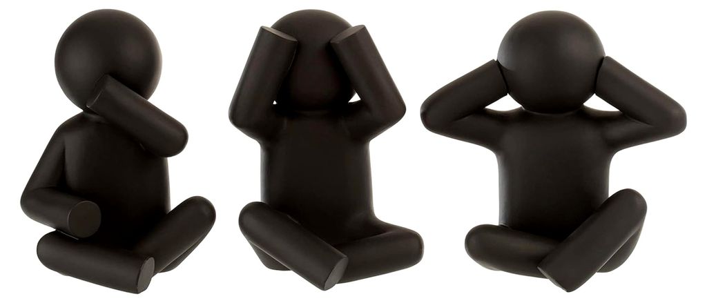 3er Set Figur Skulptur XXL P'tit Maurice Poly Schwarz Nicht sehen hören sprechen