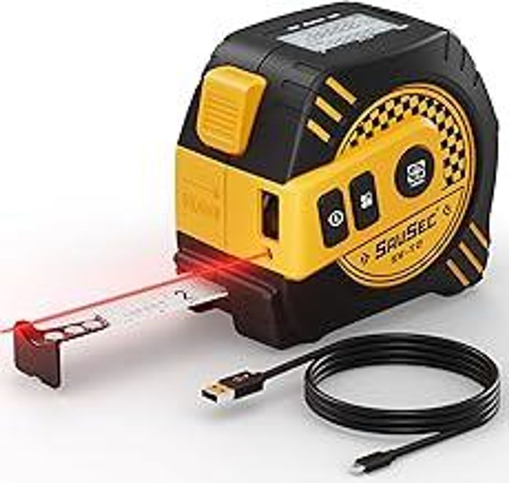 Laser Maßband, SAVSEC 2 in 1 40m Laser Entfernungsmesser Digitales Maßband mit Laser, Distanzmessgerät mit LCD Hintergrundbeleuchtung, ±2mm Pyt...