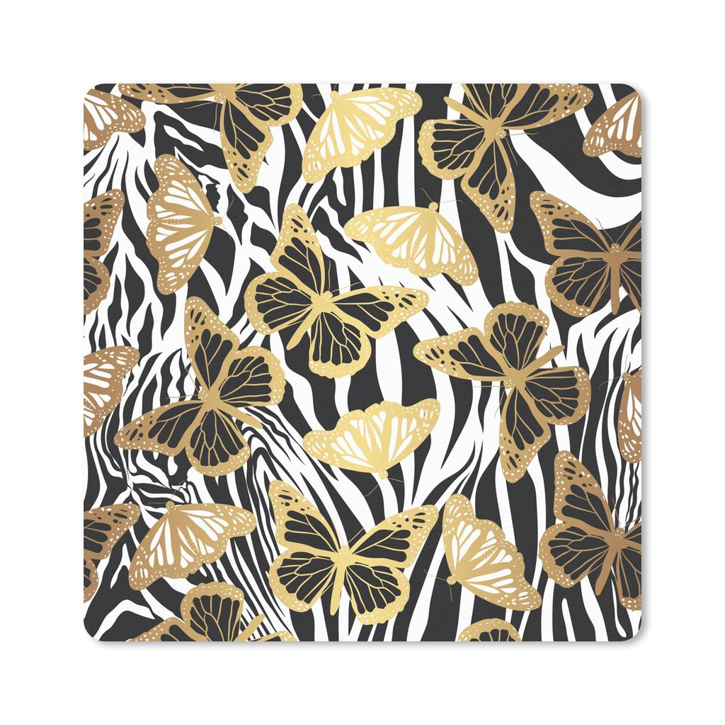 MuchoWow Mauspad Mousepad Muster - Zebra - Schmetterling 30x30 cm - Mousepads - Maus Mat - Pad - Mausunterlage - Gaming