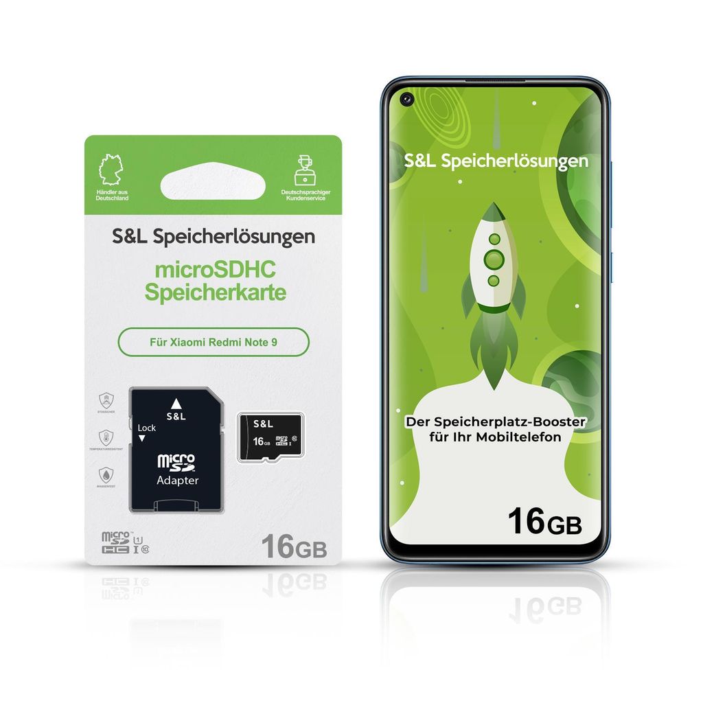microSD Speicherkarte S&L für Xiaomi Redmi Note 9 - Speicherkapazität: 16 GB