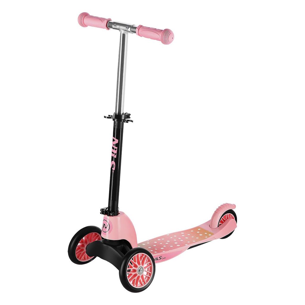 Kinderroller 2in1 NILS FUN HLB202 – 3-Rad zu 2-Rad Scooter, höhenverstellbar, klappbar, pink