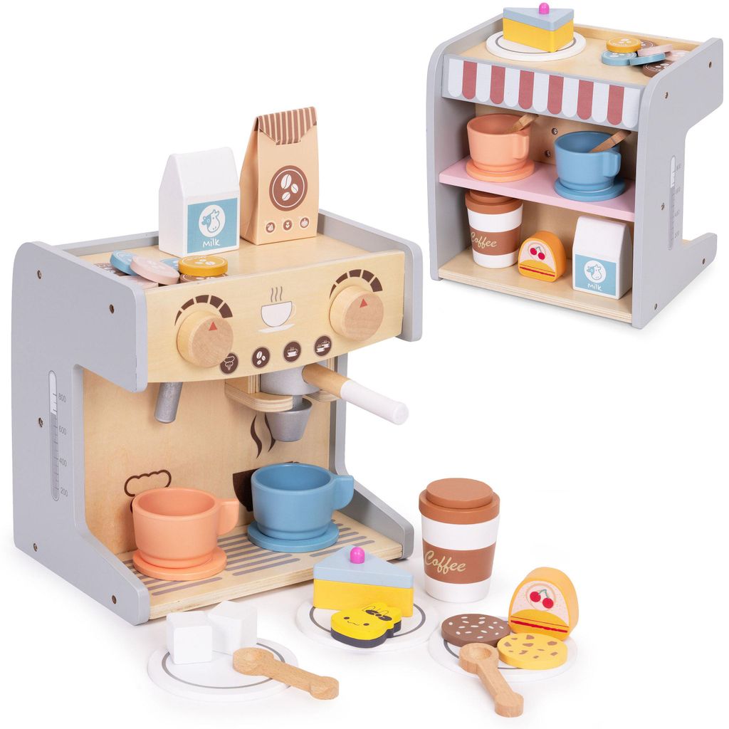 Drevený detský kávovar 2v1 shop barista set 26 doplnkov Obrázok produktu 