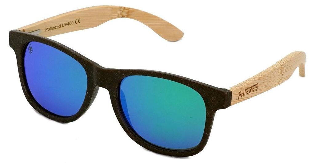 Sonnenbrille Pheeezy BBB Grün UV400 polarisiert mit Federscharnier und faltbarem Kork Case