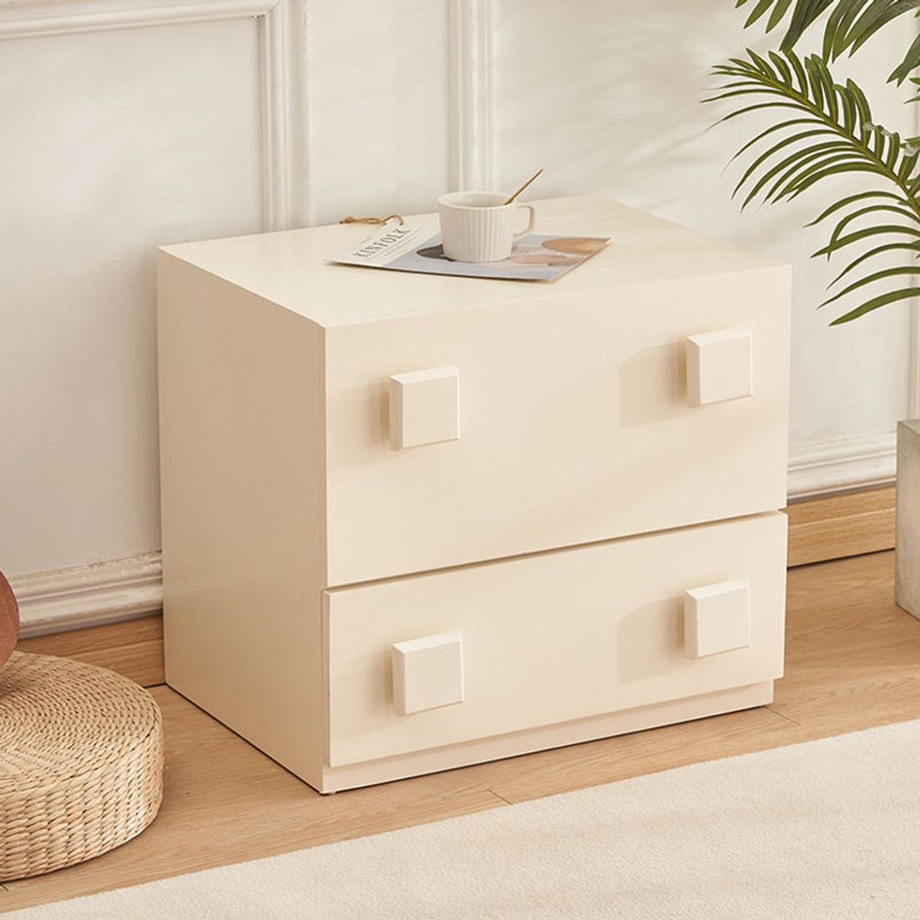 360Home Schrank aus Massivholz Beistellschrank Kommode Beige