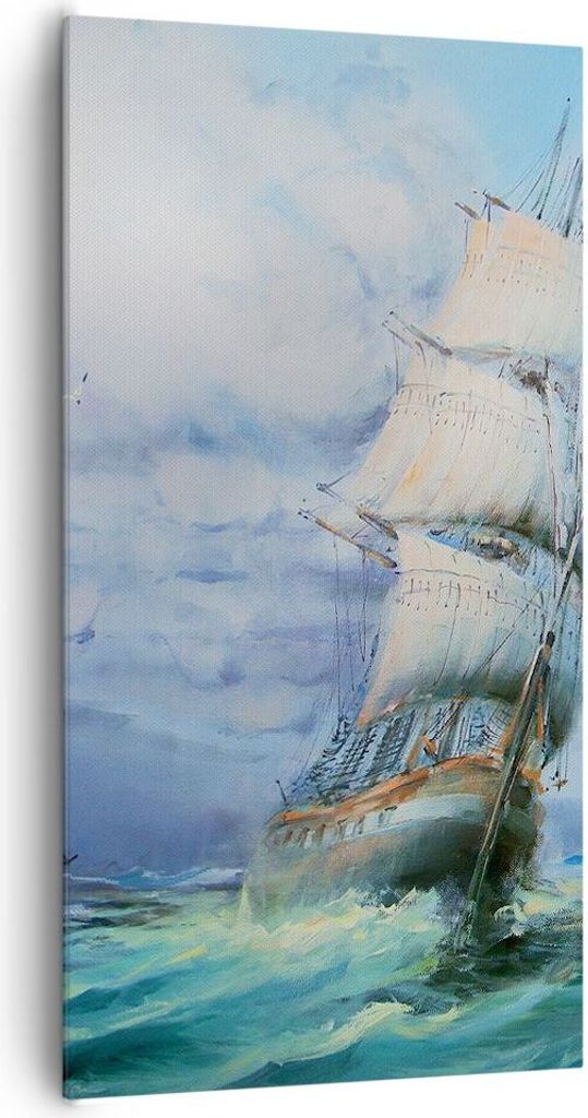 Bild auf Leinwand - Leinwandbild - Meer Segelschiff - 65x120cm - Wand Bild - Wanddeko - Wandbilder - Leinwanddruck - Bilder - Kunstdruck - Wanddeko...