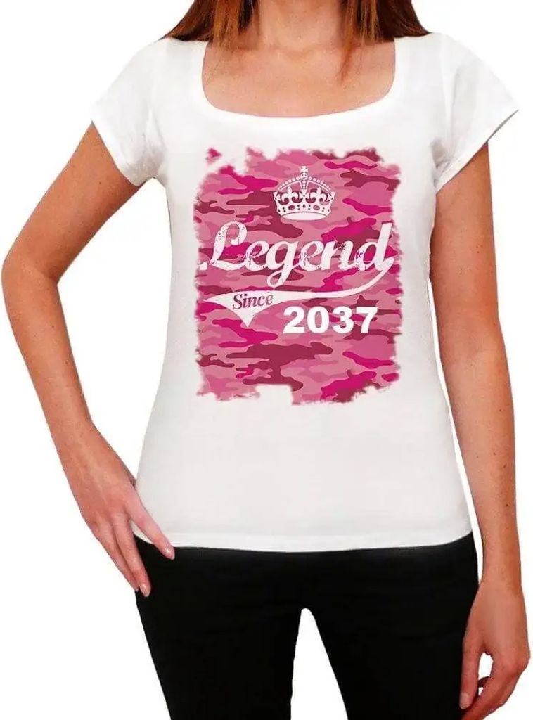 Damen Grafik T-Shirt Krone Legende seit 2037 – Crown, Legend Since 2037 – Öko-Verantwortlich Vintage Jahrgang Kurzarm Lustige Druck Geburtstag