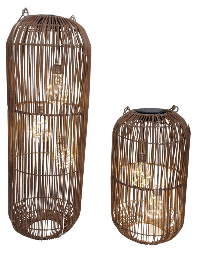 LED Solar Laternen, braun,  2 Stück in Rattan Optik, H: 38 Produktbild 