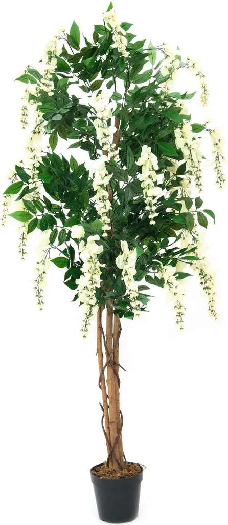Grand Arbre Artificiel 150cm Pluie d'Or Blanche, Feuillage Réaliste Europalms