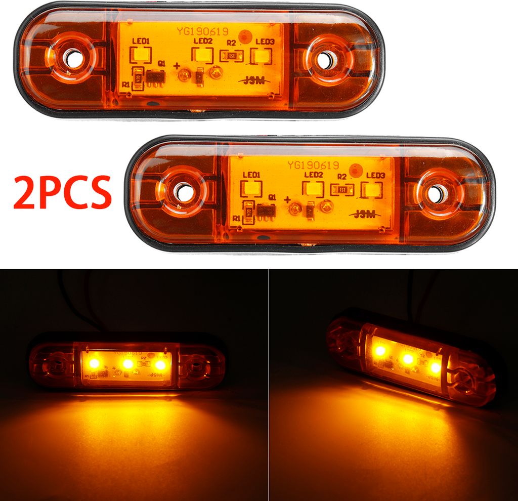 2pcs 12V 24V 3 LED-Markierungsleuchte für die vordere Seitenleuchte Anhänger-LKW-Bus-LKW
