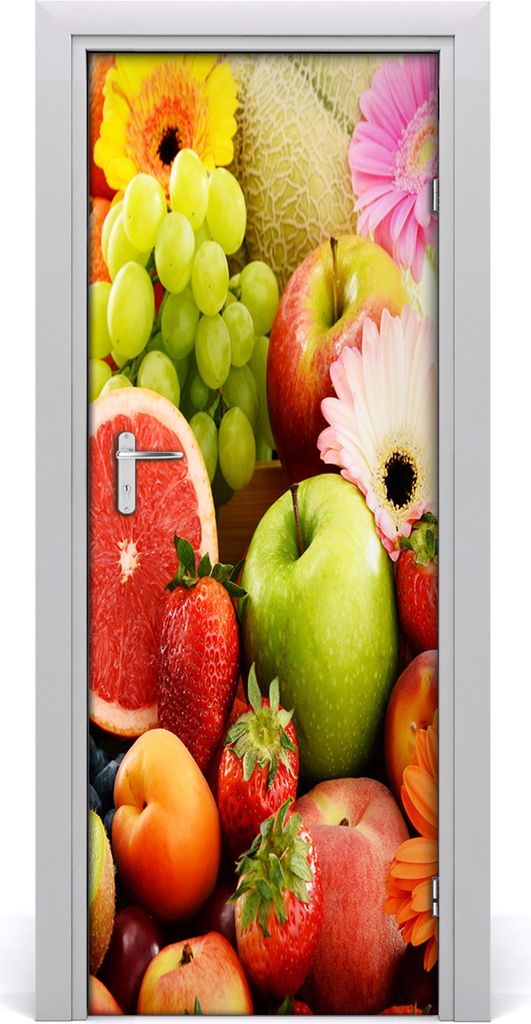 Tulup Türaufkleber 75x205 cm Dekorative Aufkleber Selbstklebend Wasserdichte Tapete Abnehmbar Schlafzimmer Wohnzimmer Wohnkultur - Früchte und Bl...
