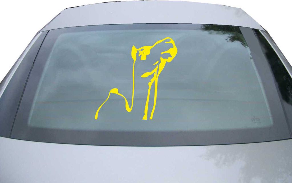 Indigos UG - Aufkleber Heckscheibe & Motorklappe DE6336 - gelb - 600x599 mm - camel - Auto Scheiben Fenster Heckklappe Tuning Racing JDM - Die cut