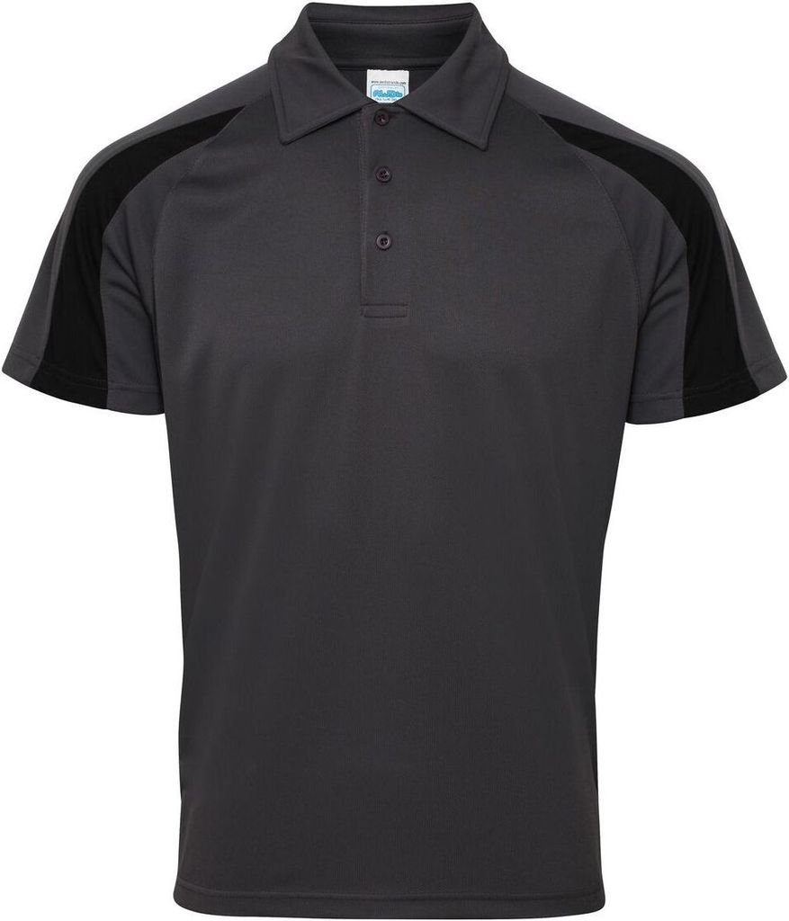 AWDis Just Cool Herren Kurzarm Polo Shirt mit Kontrast Panel RW3479 (2XL) (Graphit/Jet Schwarz)