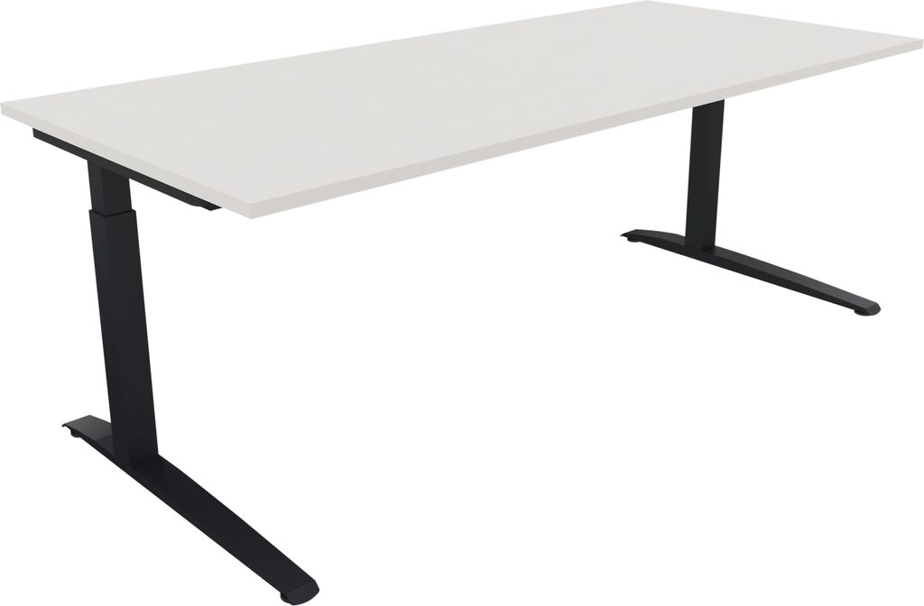 Schreibtisch Kufe Einzels. Quadrat B2000xT900xH650-850 an/Weiß