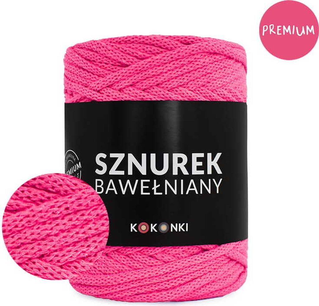 KOKONKI Premium Baumwollkordel 5 mm 100 m Rolle Fuchsia Makramee Kordel