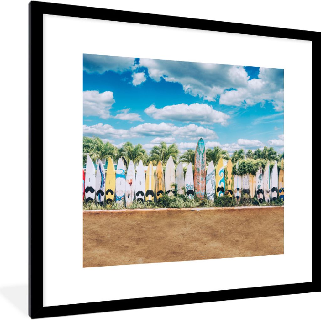 MuchoWow® Gerahmtes Poster Surfbretter in einer Reihe 40x40 Produktbild 