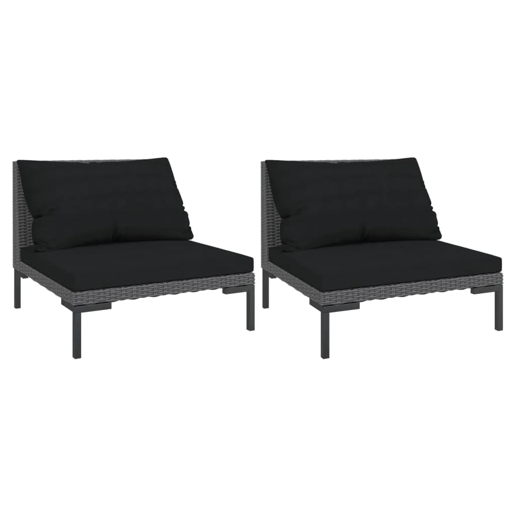 Canapés de jardin 2 pcs en poly rotin demi-rond avec coussins gris anthracite
