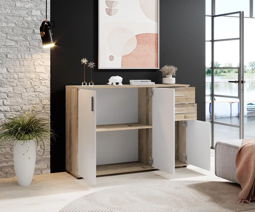 Commode Freida Old-Style 120x82x35 cm - Buffet bas design industriel - 4