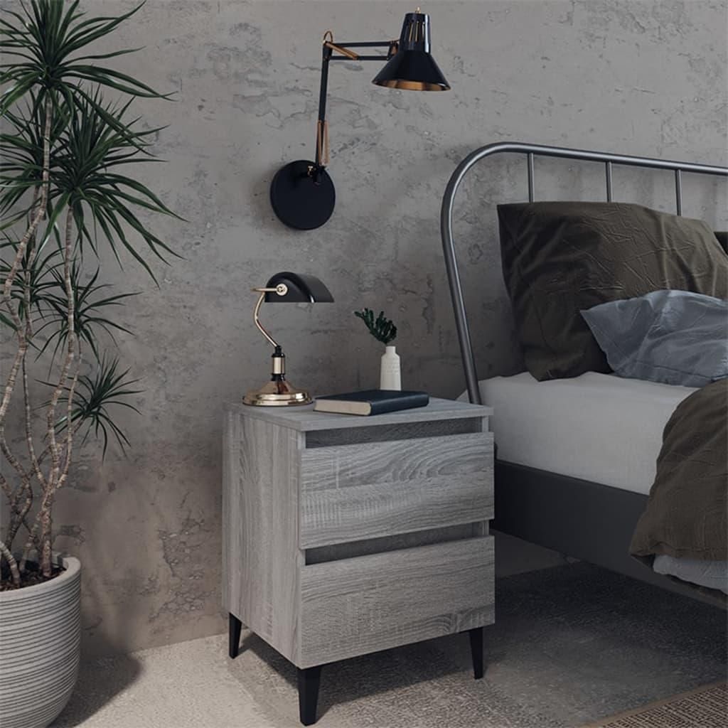 vidaXL Nachttisch mit Metallbeinen Grau Sonoma 40x35x50 cm Produktbild 