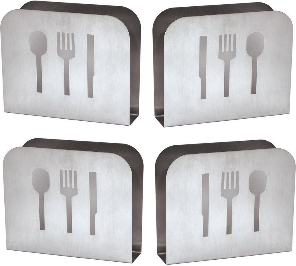 4er Set - Serviettenhalter aus Edelstahl | Serviettenablage für Tisch, Küche, Bar, Gastronomie | Serviettenständer, langlebig | Serviettenspende...