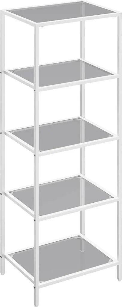 Colonne de rangement salle de bain avec 5 niveaux gris et blanc perle