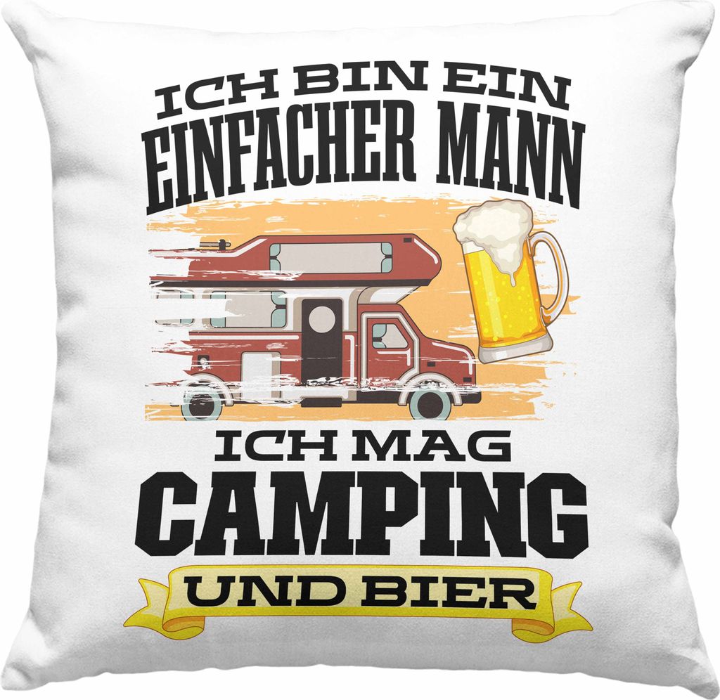 Trendation - Wohnwagen Camper Deko-Kissen mit Füllung 40x40 Geschenke Wohnmobil für Männer Campingwagen Geschenkidee Zubehör Camping Opa Oma Re...