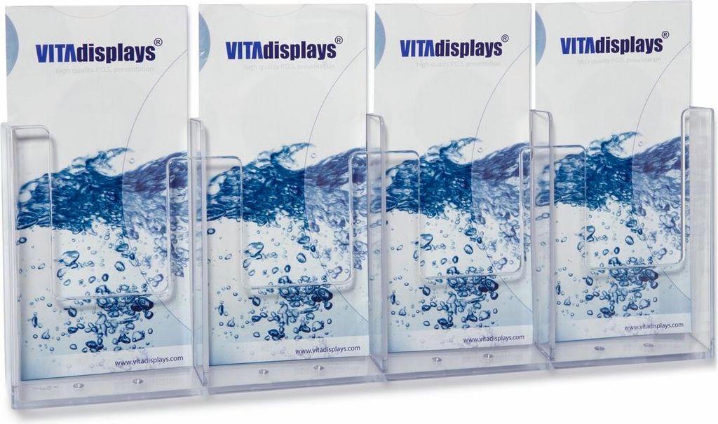 1/3 A4 Prospekthalter / Wand / 4 Fä.