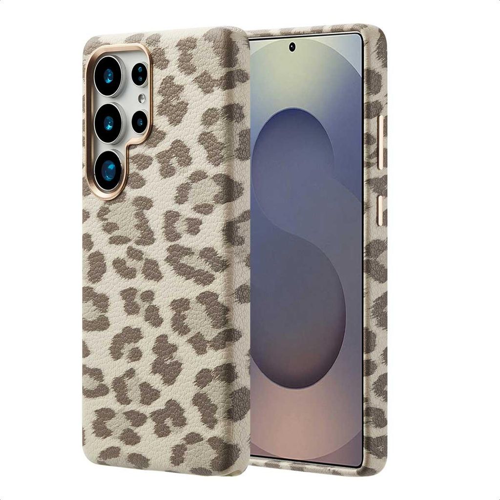 Selencia Sabi Backcover Leopardenmuster mit MagSafe Samsung Galaxy S25 Ultra - Soft Ivory