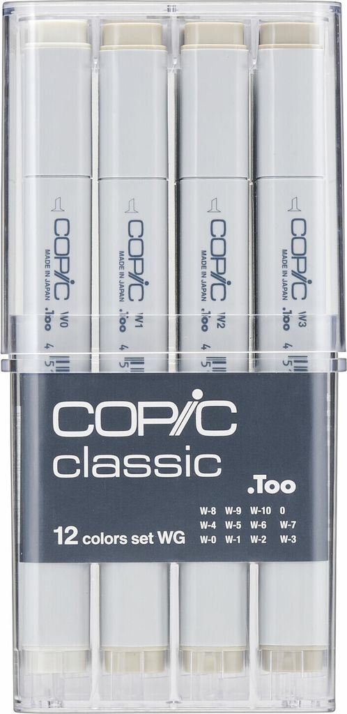 Copic Classic Set Grafikmarker - Warm Grey - Nachfüllbar mit Copic Ink - 12Stk