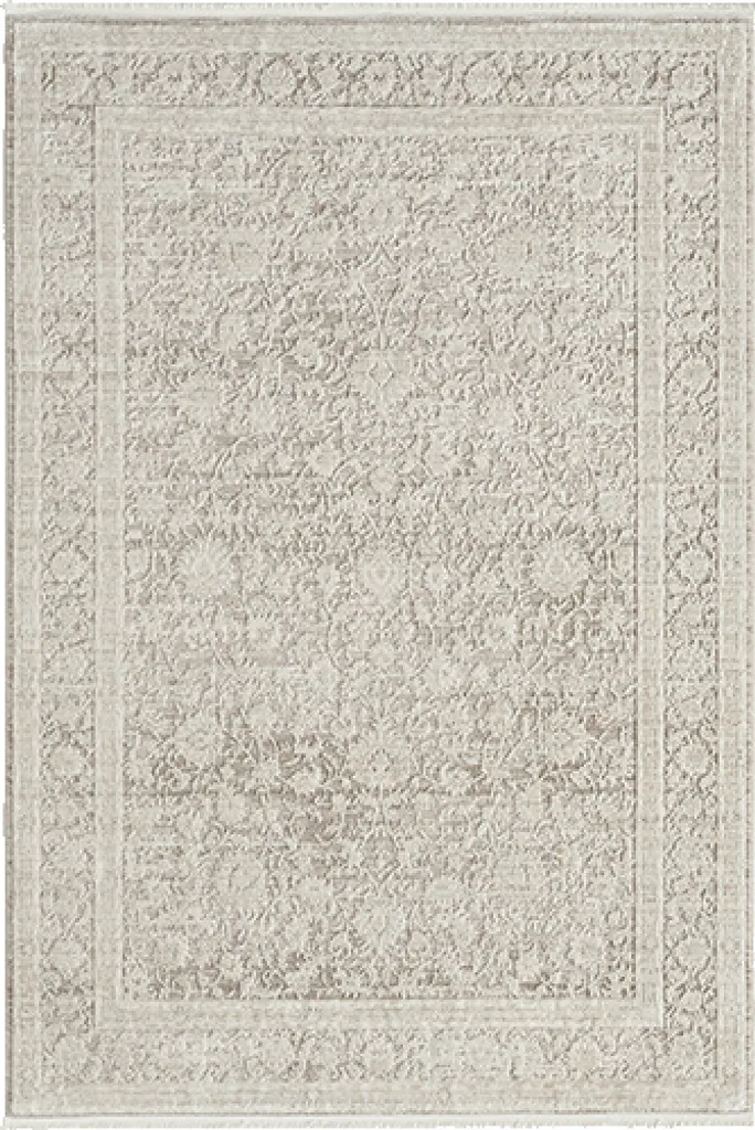 Tapis entrée crème 80x150 cm antidérapant et lumineux motifs fleurs