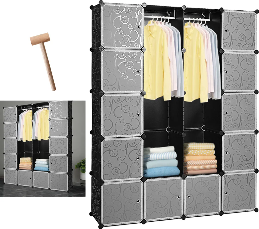 Hengda Guardaroba per Bambini e Casa | 20 Cubi Nero con Disegni