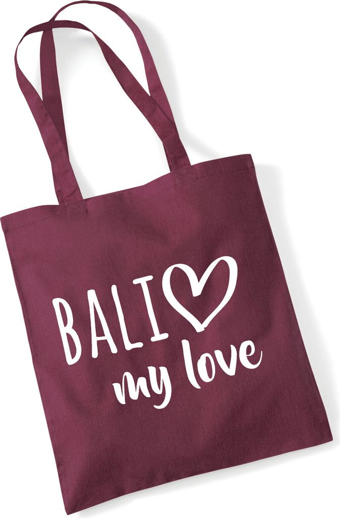 Huuraa Jutebeutel Bali my love 10 Liter Burgundy Baumwolle Tasche Geschenkidee